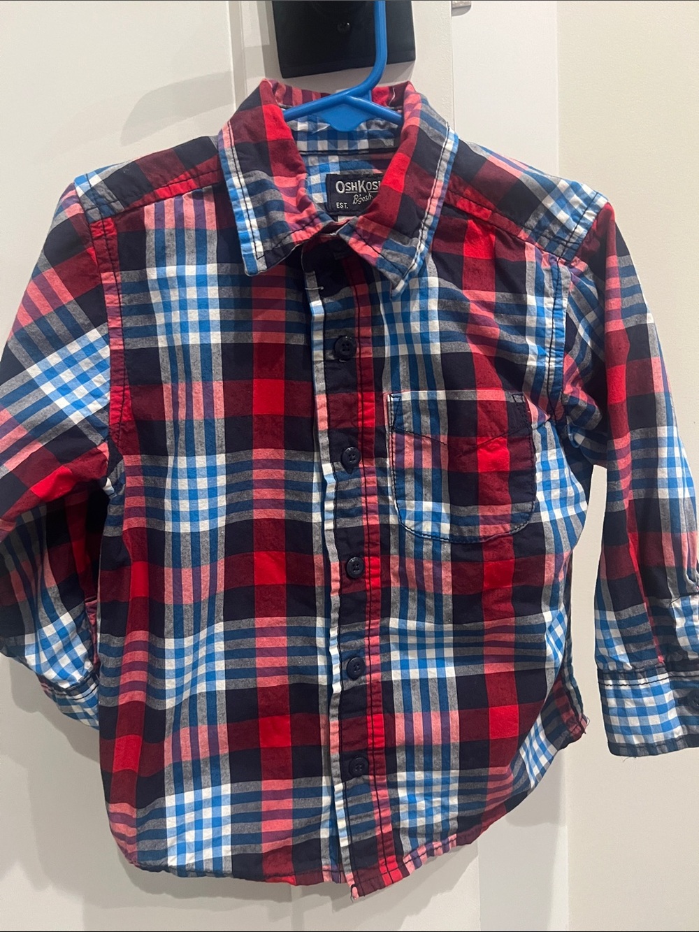 OshKosh Red, Blue & Black Plaid Button-Down Shirt